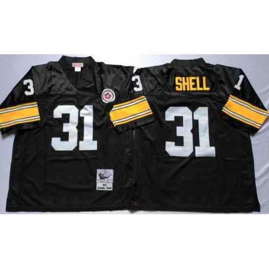 Men Pittsburgh Steelers 31 Donnie Shell Black M&N Throwback Jersey
